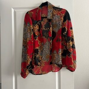 Forever 21 size large, sheer button up Versace inspired shirt